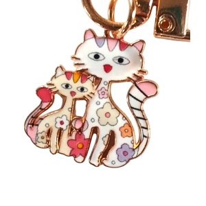 Beautiful Cute cat and kitten floral whimsical Keyring/Handbag Charm