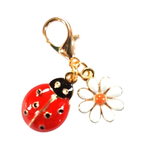 Beautiful ladybird ladybug and Daisy Keyring/bag Charm