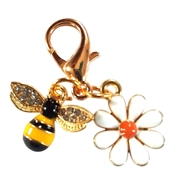 Beautiful Bumble bee and Daisy diamante Keyring/Handbag Charm