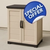 Beige and black storage cabinet with doors and adjustable shelves 90x45x94 cm