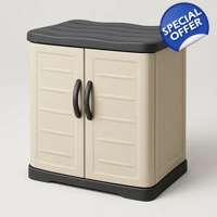 Cream and black moisture-resistant compact wardrobe with 2..