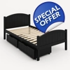 Black single bed with 2 drawers 200×100×80 cm