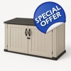 Beige and black storage chest 139.5x70x92.5 cm with double door and lock