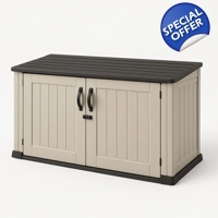 Beige and black storage chest 139.5x70x92.5 cm with double..
