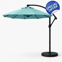 3m Turquoise Parasol with Manual Tilt and Rotation