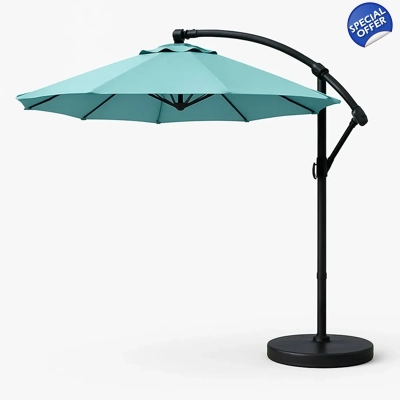 3m Turquoise Parasol with Manual Tilt and Rotation