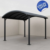 Steel Garage with Curved Polycarbonate Roof 600x300x250 cm..