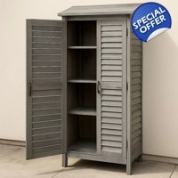 Acacia Wood Wardrobe with Louvered Doors