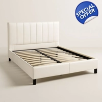 White double bed with headboard 200×160×100 cm