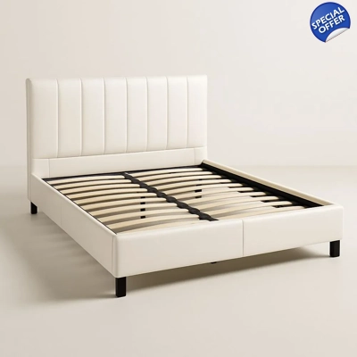 White double bed with headboard 200×160×100 cm White double bed with headboard 200×160×100 cm