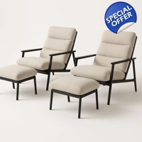 2 x Armchairs With Footstools