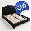 Black upholstered bed with headboard 200×160×100 cm