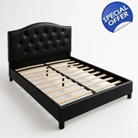 Black upholstered bed with headboard 200×160×100 cm
