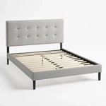 Gray bed with frame and slats