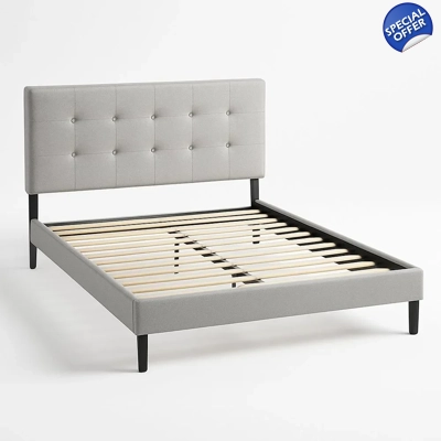 Gray bed with frame and slats Gray bed with frame and slats