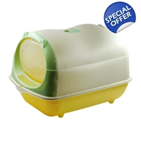 SMELL & SMILE Cat's Closed-Flock Cat Litter Box with Hood, Closed and Cover,