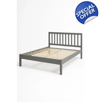 Gray pine bed with headboard 200x150x90 cm