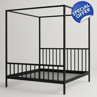 Black four-poster bed 200×160×200 cm