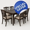 Dining room set beech 150x90x75 cm table with 6 beige chairs