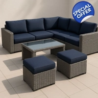 Gray rattan corner garden furniture set