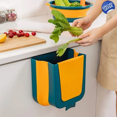 Hanging Folding Trash Can Food Waste Storage Bin