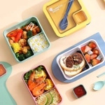Square Microwaveable Lunch Box Hermetic Bento Box with Spoon Square Microwaveable Lunch Box Hermetic Bento Box with Spoon