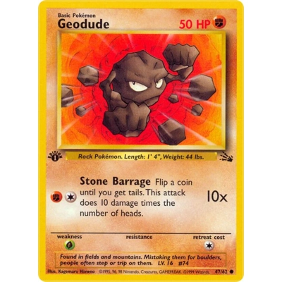Geodude (1st edition) - Fossil - PSA EX-MT 6
