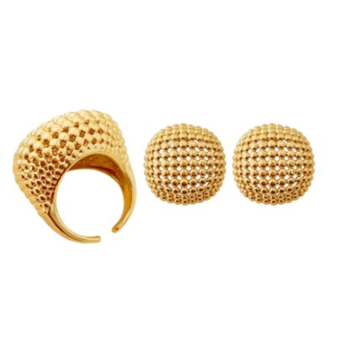 Additional Image for Geometric design open ring, earrings and bangle set – 2 Piece / 3 Piece Sets