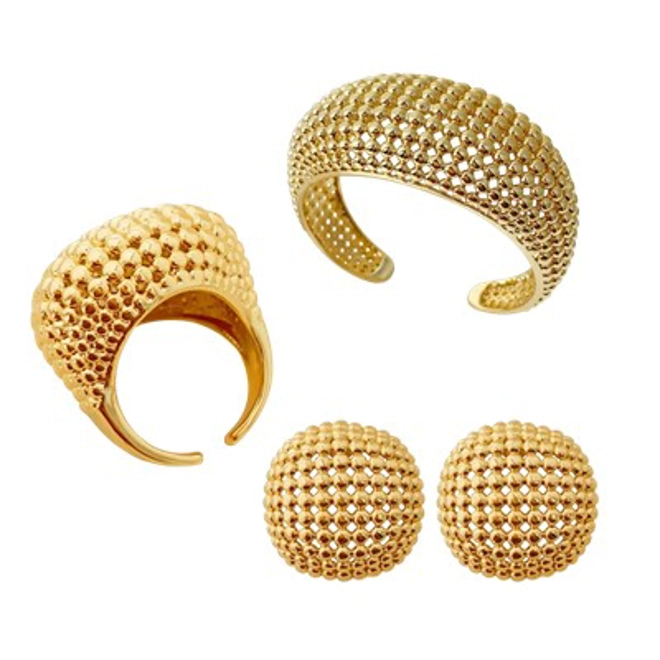 Additional Image for Geometric design open ring, earrings and bangle set – 2 Piece / 3 Piece Sets
