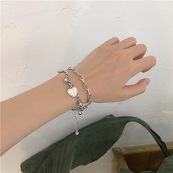 Hearts and beads charm bracelet