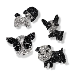 Cute monochrome dog brooches