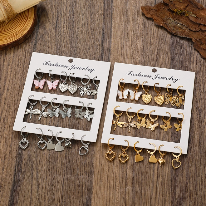 Additional Image for Set of 9 pairs of drop earrings