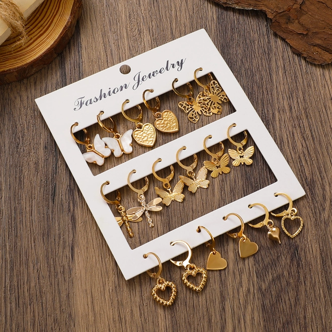 Additional Image for Set of 9 pairs of drop earrings