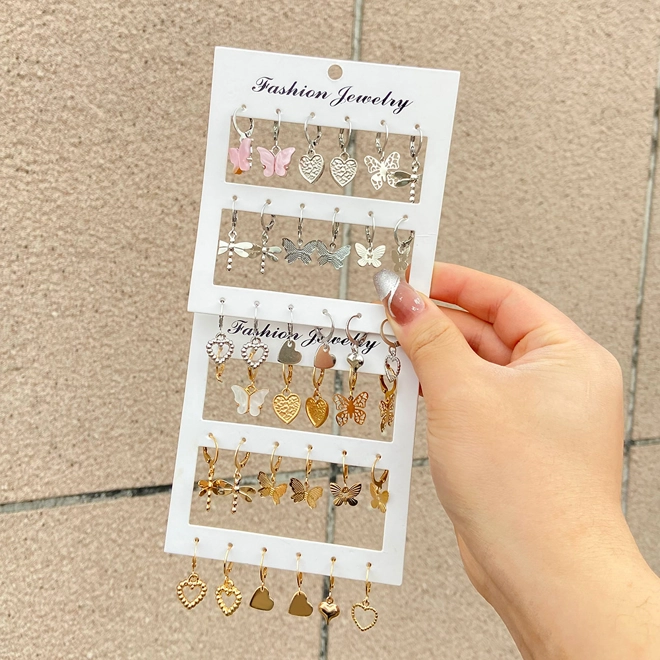 Additional Image for Set of 9 pairs of drop earrings
