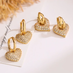 Heart shaped zircon drop earrings