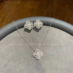Glam Korean style Zircon necklace and stud earrings set