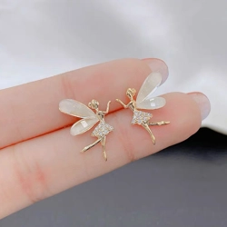 Cute fairy stud earrings with zircon details