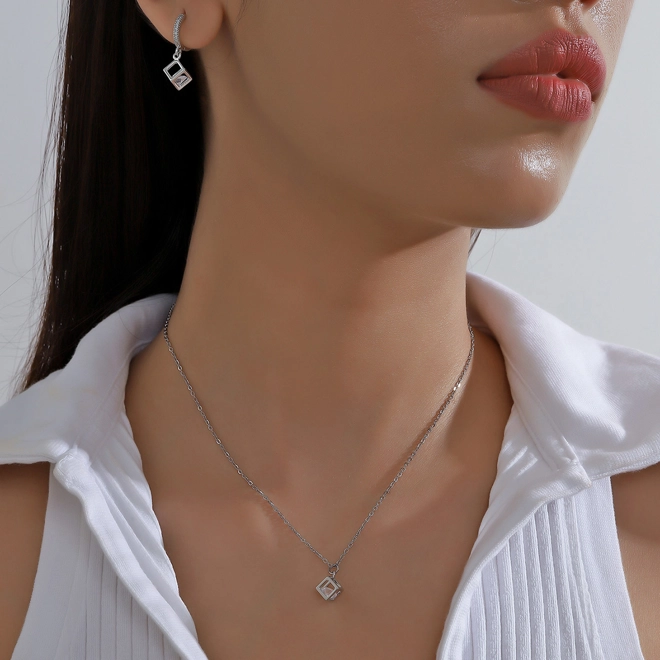 product Image for Open cube design necklace with matching earrings