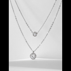 Double layer necklace with round pendants