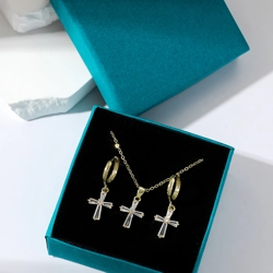 Cross design earrings and necklace suite