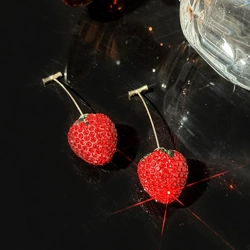 Stylish artificial rhinestone strawberry drop earrings