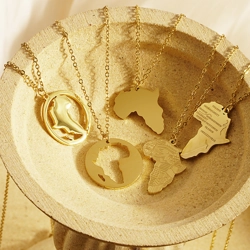 Cable chain necklace with Africa pendant – Various Designs