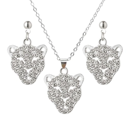 Rhinestone jaguar earrings and matching necklace