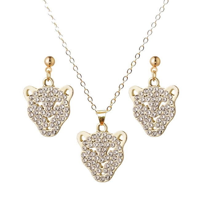 Additional Image for Rhinestone jaguar earrings and matching necklace