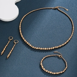 Beaded necklace, bracelet and drop earrings jewellery suite