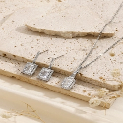 Stylish zircon earrings and necklace suite
