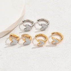 Sweet rhinestone hoop earrings - Butterfly / Heart