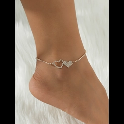 Zircon heart design ankle bracelet