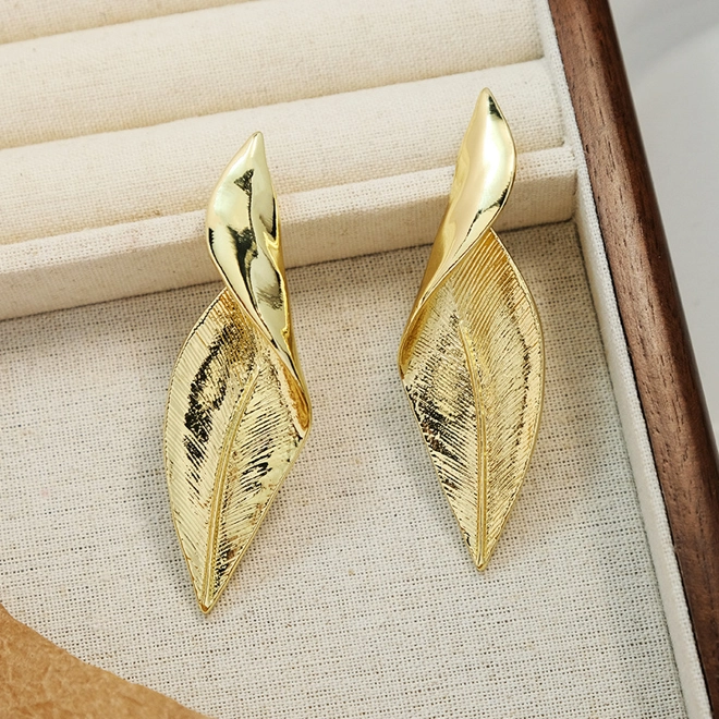 Additional Image for Folded leaf drop earrings