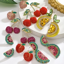 Rhinestone fruit earrin..